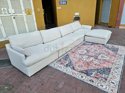 Swin feather 🪶 filled modular sofa with footstool