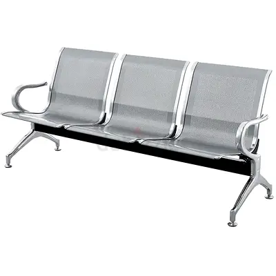 3-Seater Metal Waiting Room Bench - Silver