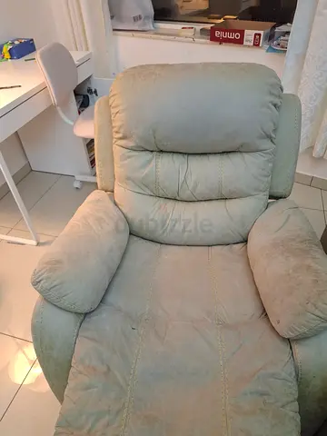 Used single reclining armchair - soft green microfiber, good condition