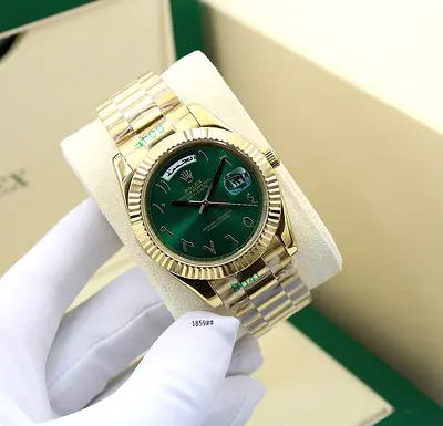 Rolex Day-Date style gold Master Quality Copy watch with green dial