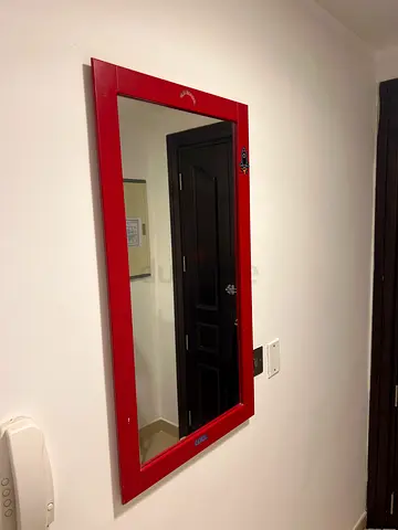 Red Rectangular Wall Mirror - Good Condition