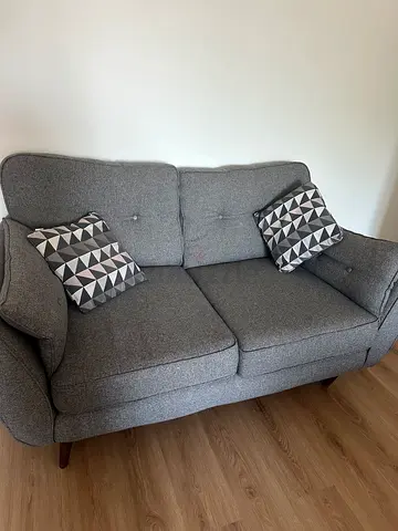 French Connection UK Modern 2 and 3 Seater Grey Fabric Sofa — Comfortable, Good Condition