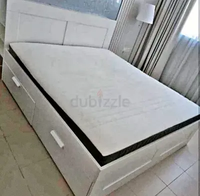 Ikea Briminess queen size bed with ikea Brand mattress and 4 drawers