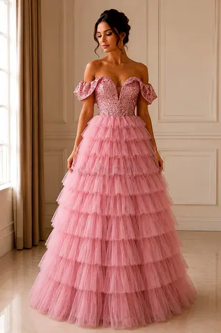 Pink Layered Party Dress