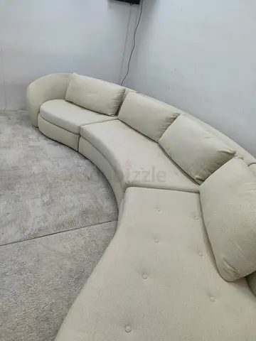 Expensive quality crate and barrel beige color corner sofa