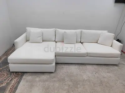 Expensive quality crate  berrel White color lshape sofa