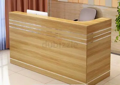 Modern Light Wood Reception Desk - Compact Counter for Office/Salon Custom Made