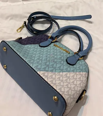Small Michael Kors Signature Dome Satchel in Blue with Strap