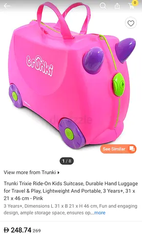 Trunki Trixie Ride-On Kids Suitcase – Pink, Lightweight Travel Luggage