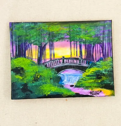 Scenic landscape acrylic painting on canvas