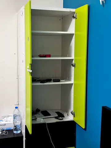 Modern Wall Mounted Storage Cabinet with Lime Green Doors