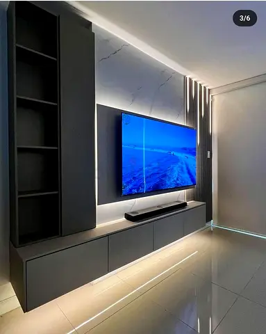 Modern Wall Mounted Entertainment Center with Storage