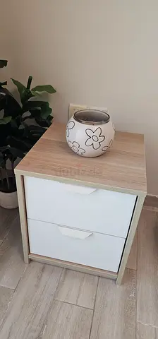 2 Compact 2-Drawer Bedside Table - Light Wood White