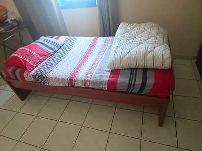 Single wooden bed frame with mattress - good condition