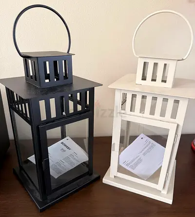 Ikea borby lanterns x10 black white 28cm height