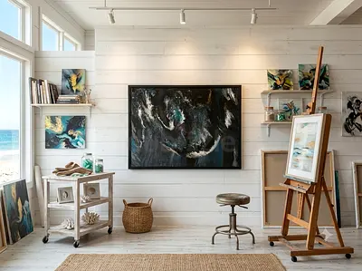 Abstract Ocean Wave Framed Painting - Ready to Hang