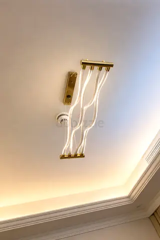 Modern Gold Wave LED Ceiling Light - 4-Strip Pendant
