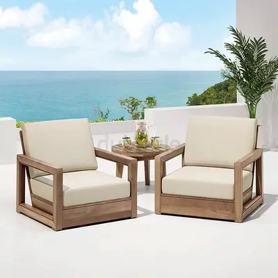 Modern Wooden Outdoor Seating Set with Cushions