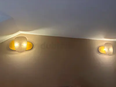 Pair of modern luxury wall sconces with fabric shades