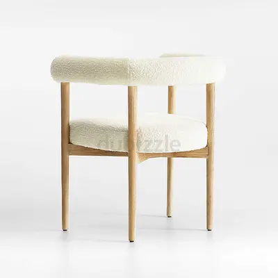 Modern Boucle Accent Chair with Wood Frame