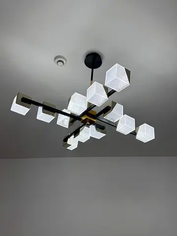 Modern geometric ceiling light fixture with cube LED shades