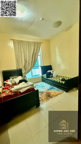 اجمل وافخم غرفتين وصاله للايجار السنوي بالفرش مع 2 حمام في عجمان باركينج خاص بلكونه صيانه كامله علي المالك طول فترة الايجار بجوار جميع الخدمات
