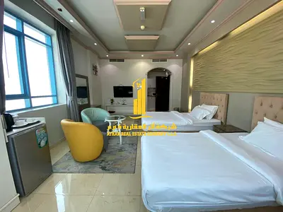 A golden opportunity! Luxurious, fully furnished studio apartment for monthly rent, including internet and bills, on Ajman Corniche with a sea view ✨