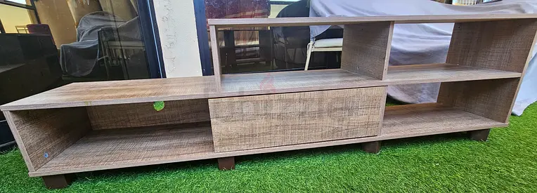 Long wooden TV unit / entertainment center - light oak finish