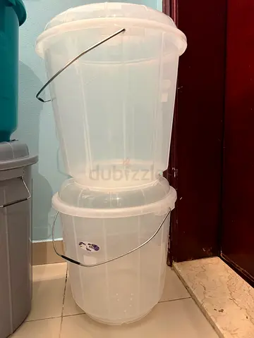 Empty water buckets