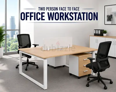 Face-to-Face Office Workstation Desk - 2 Person Office Desk with Drawers