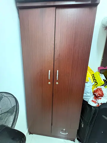 Two-door Wooden Wardrobe / Armoire in Dark Brown - Good Condition