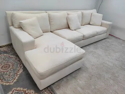 Perfect condition crate and barrel beige color 4 seater lshape sofa