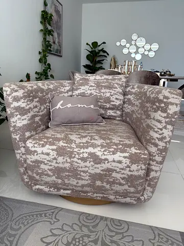 Beige Patterned Fabric swivel chair - high quality almost new