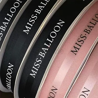 Decorative Grosgrain Ribbons - MISS BALLOON black pink rolls