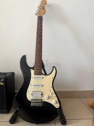 Black Strat-style Electric Guitar with Amp - Good Working Condition