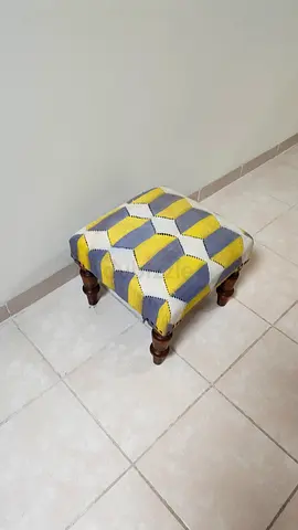 Small Upholstered Footstool / Ottoman with Wooden Legs | ONLY CASH PLS