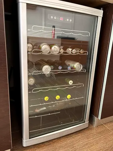 Compact Beverage/Beer Cooler Refrigerator - Glass Door, Silver Frame