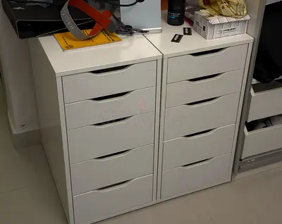 Pair of white 6-drawer bedside/filing cabinets - good condition