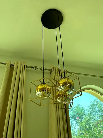Modern Geometric 3-Bulb Pendant Light Fixture - Gold  Black