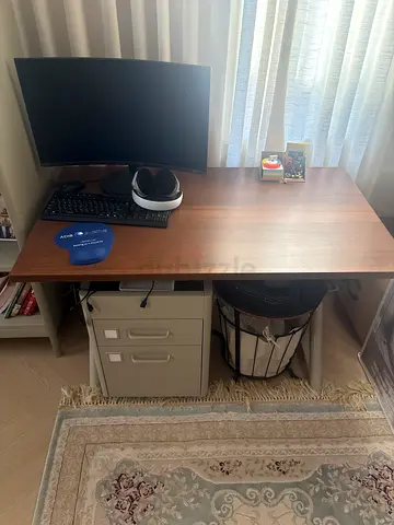 Wooden Office Desk with Drawer Cabinet - Good Condition