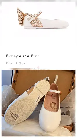 SOPHIA WEBSTER White Girls Evangeline Flat with Gold Butterfly Wing Detail - Size EU32