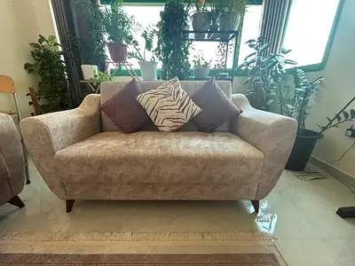 2-seater, 3 seater and single seater fabric sofa in excellent condition, neutral beige