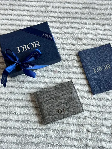 Dior Grey Leather Card Holder with Box
