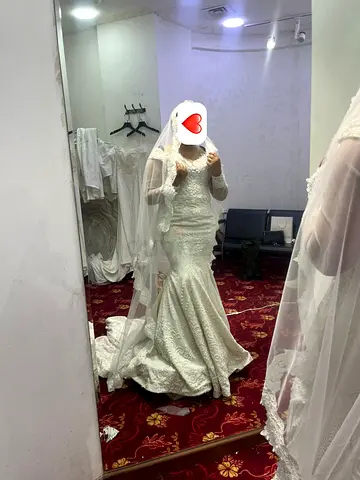 White wedding dress with veil