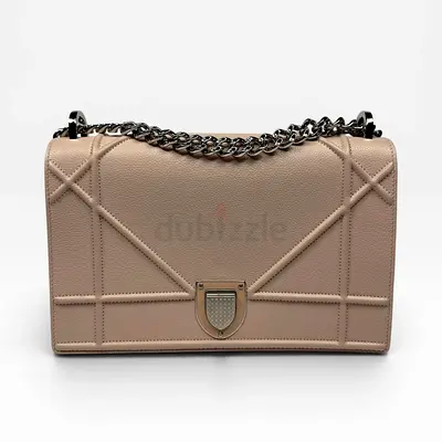 AUTHENTIC CHRISTIAN DIOR MEDIUM DIORAMA BAG IN BLUSH PINK LEATHER WITH SILVER HARDWARE