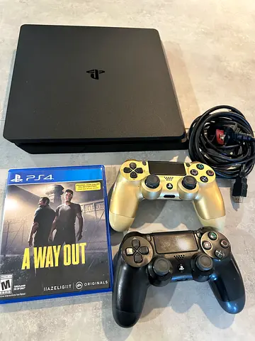 Sony PS4 Slim with 2 Controllers + A Way Out (Good working condition)