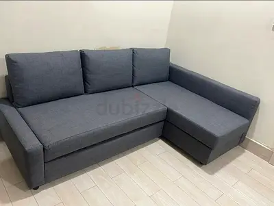 Grey L-shaped Sofa with Storage - Good Condition