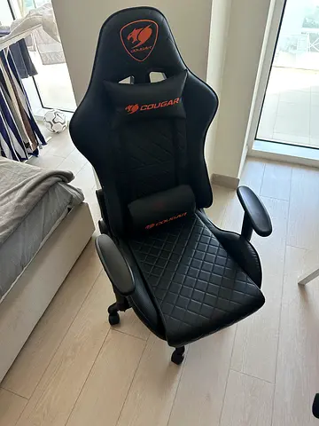 Cougar Armor One Black Gaming Chair (180º Reclining and Height Adjustment) – Black