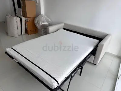 Modern Light Gray Sofa Bed with Mattress