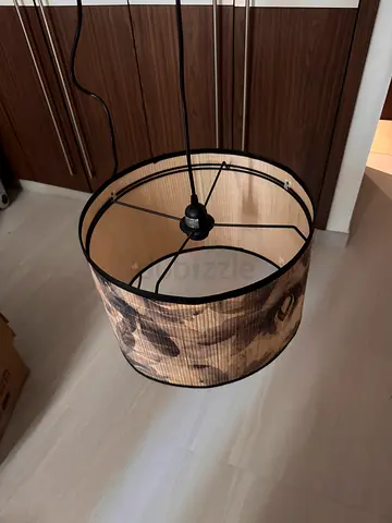 Pendant ceiling light with fabric drum shade — good condition. I have two of these,20aed each.